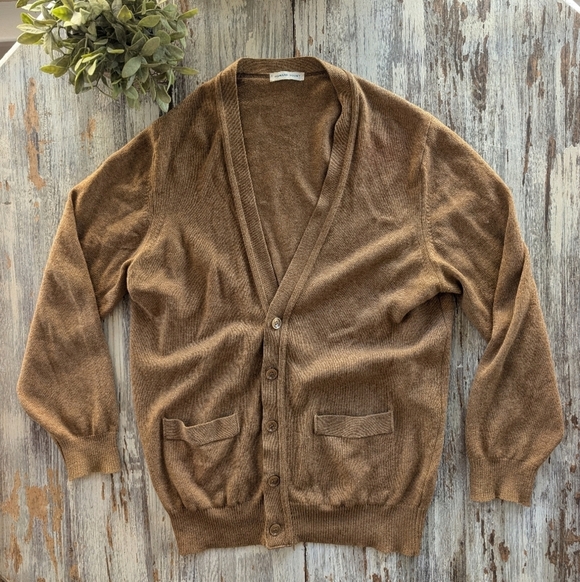 Howard Yount Lambswool Cardigan Camel Mens Medium - Picture 2 of 6